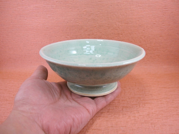 陶器 高台小鉢 ビードロ風　【190441】 1枚目の画像