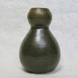 陶器 一輪挿し 直ひょうたん型　黒・深緑【190805】 3枚目の画像