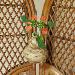 花柄陶器花瓶 二重ひょうたん型 0_a348501a9e9aca3777759e916d76