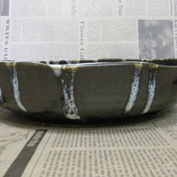 陶製花器　水盤 黒マット＋白　【190921】 2枚目の画像