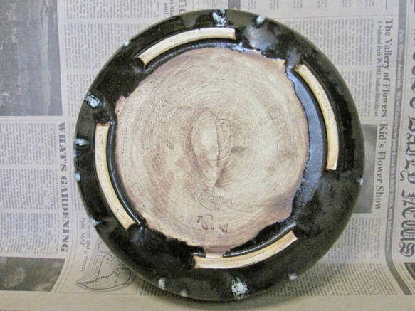 陶製花器　水盤 黒マット＋白　【190921】 4枚目の画像