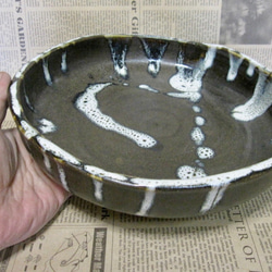 陶製花器　水盤 黒マット＋白　【190921】 5枚目の画像