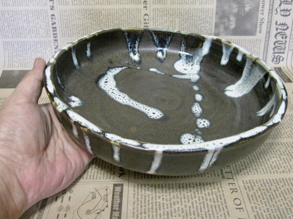 陶製花器　水盤 黒マット＋白　【190921】 5枚目の画像