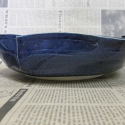 陶製花器　水盤 ルリ釉　【190919】 2枚目の画像