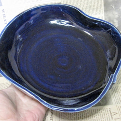 陶製花器　水盤 ルリ釉　【190919】 4枚目の画像