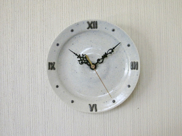 陶器 時計文字盤（ムーブメント付き） 薄青 【190913】 掛け時計
