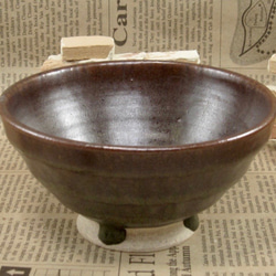 陶器ご飯茶碗（やや大）鉄赤色　【200104】 1枚目の画像