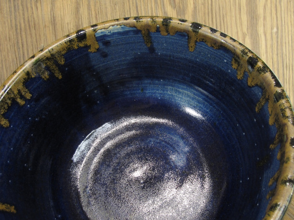 陶器 メダカ鉢・睡蓮鉢 ルリ釉（小）【200601】 4枚目の画像