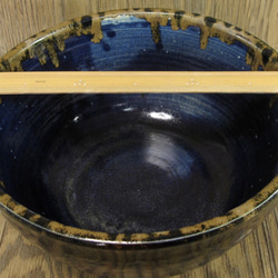 陶器 メダカ鉢・睡蓮鉢 ルリ釉（小）【200601】 6枚目の画像