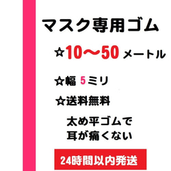 マスクゴム　50メートル　幅5ｍｍ　マスク　痛くない　太さ　マスク平ゴム　夏用　夏マスク　替えゴム　マスクのゴム　紐 2枚目の画像