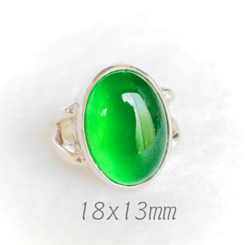 グリーン オニキス オーバル カボション ボリューム リング 18x13mm