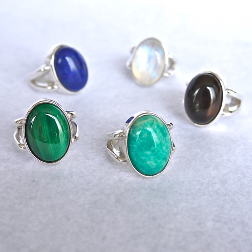 レインボームーンストーン オーバル カボション シルバー ボリューム