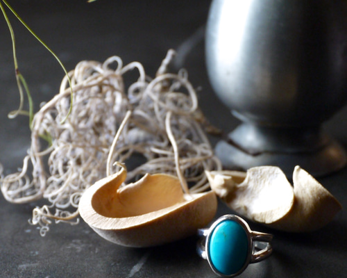 ブルー ターコイズ オーバル カボション リング 14x10mm 指輪