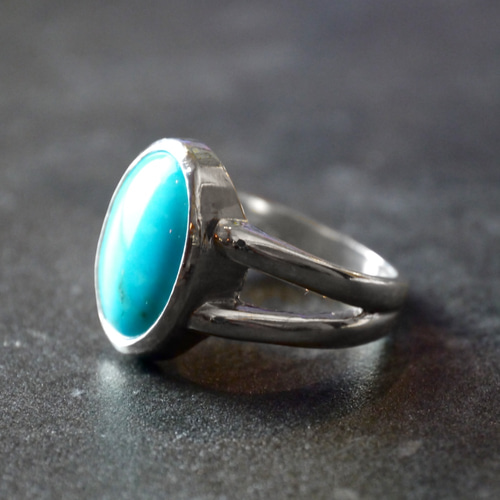 ブルー ターコイズ オーバル カボション リング 14x10mm 指輪・リング