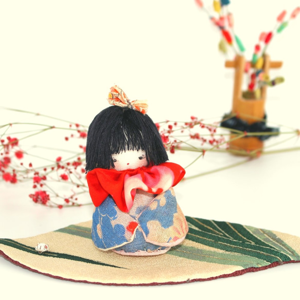 和布人形 木の葉の姫 人形 置物 飾り物 着物 古布 正絹 ちりめん ひめ⑤ 2枚目の画像