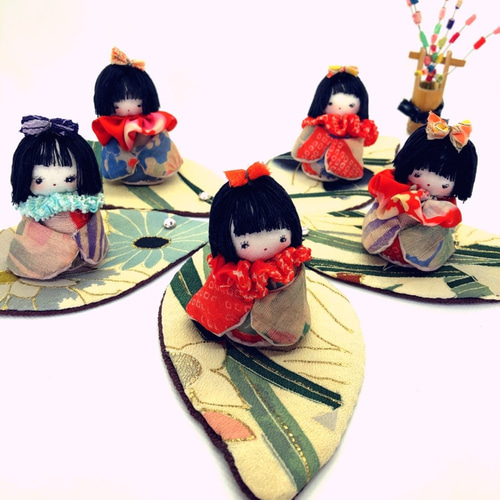 和布人形 木の葉の姫 人形 置物 飾り物 着物 古布 正絹 ちりめん