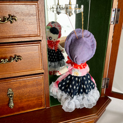 レトロな文化人形　赤いリボン　和布人形　古布ドール　キュート人形 8枚目の画像