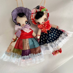 レトロな文化人形　赤いリボン　和布人形　古布ドール　キュート人形 9枚目の画像