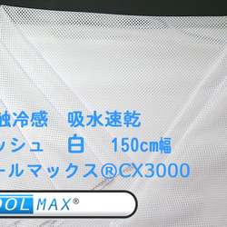 COOLMAX メッシュ クールマックス 接触冷感 生地 メッシュ 生地 白 UVカット 涼しい 吸水速乾 冷却素材 手 2枚目の画像