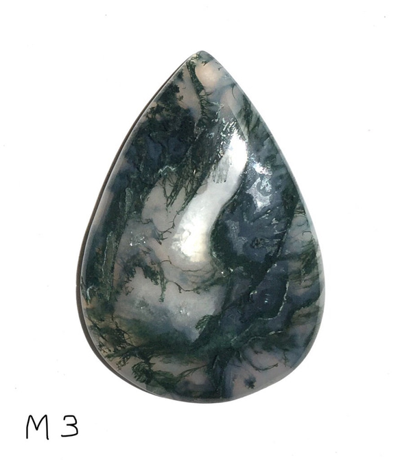 モスアゲート Moss Agate 苔瑪瑙(こけめのう)  ルース カボション M3 2枚目の画像