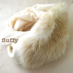soft knit&fur snood〜Ivory 1枚目の画像
