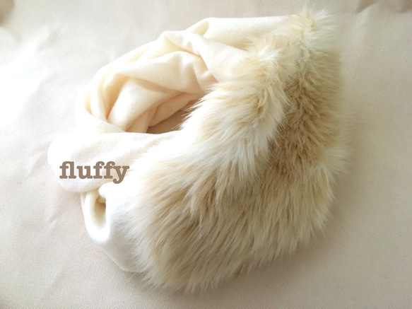 soft knit&fur snood〜Ivory 1枚目の画像