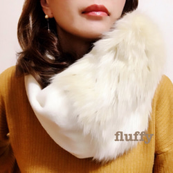 soft knit&fur snood〜Ivory 2枚目の画像