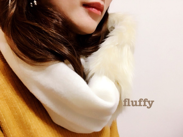 soft knit&fur snood〜Ivory 4枚目の画像