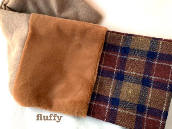 tweed check＆fur snood〜caramel 2枚目の画像