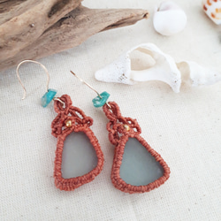 seaglass × macrame pierce 2枚目の画像