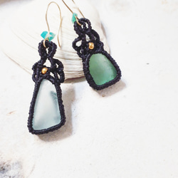 seaglass × macrame pierce 1枚目の画像