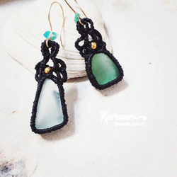 seaglass × macrame pierce 2枚目の画像