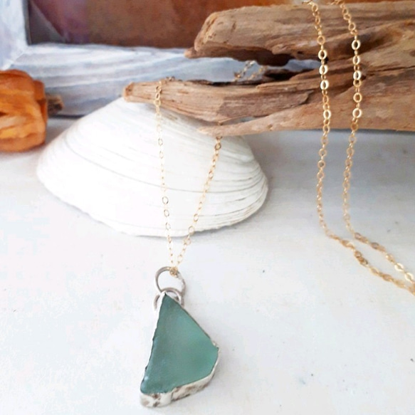 【silver925 × ♡】seaglass necklace 1枚目の画像