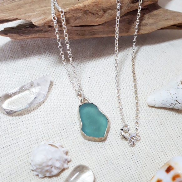 【silver925 × ♡】seaglass necklace 6枚目の画像