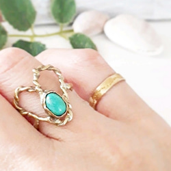 11号 【brass】tibetan turquoise ring 1枚目の画像