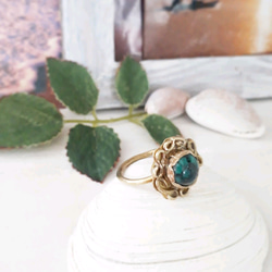 【13号】brass tibetan turquoise ring 5枚目の画像