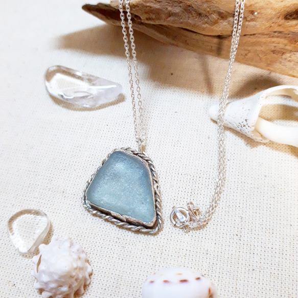 【silver925】seaglass necklace 2枚目の画像