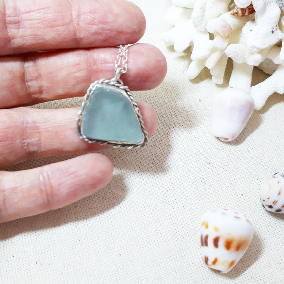 【silver925】seaglass necklace 5枚目の画像