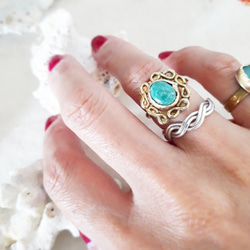 【10号】brass tibetan turquoise ring 3枚目の画像