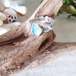 【14号】silver925 seaglass maile ring 3枚目の画像