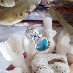 【14号】silver925 seaglass maile ring 5枚目の画像