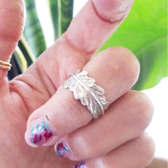 【14号】silver925 palm leaf ring 8枚目の画像