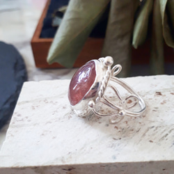【12号】silver925 strawberry quartz ring 2枚目の画像