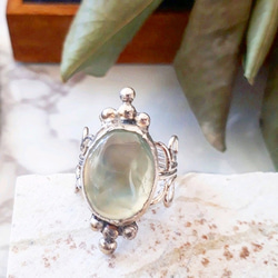 【12号】silver925 prehnite ring 2枚目の画像