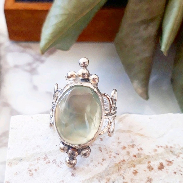 【12号】silver925 prehnite ring 2枚目の画像