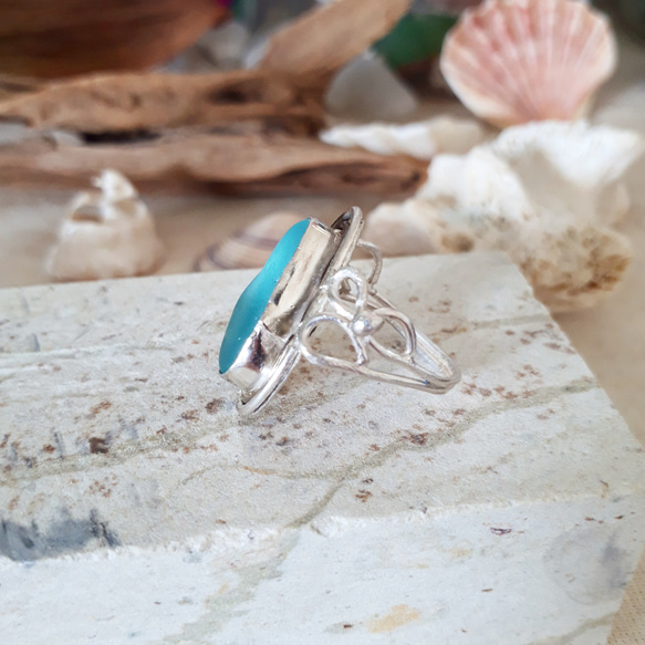 【14号】seaglass ring silver925 4枚目の画像