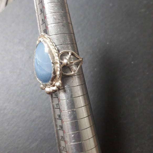 【14号】blue opal ring /silver925 彫金 銀細工 1点物 7枚目の画像