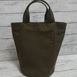 ※受注製作※　帆布のトートバッグ エコバッグ カーキ 1枚目の画像