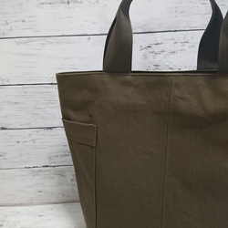 ※受注製作※　帆布のトートバッグ エコバッグ カーキ 2枚目の画像