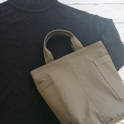 ※受注製作※　帆布のトートバッグ エコバッグ カーキ 5枚目の画像